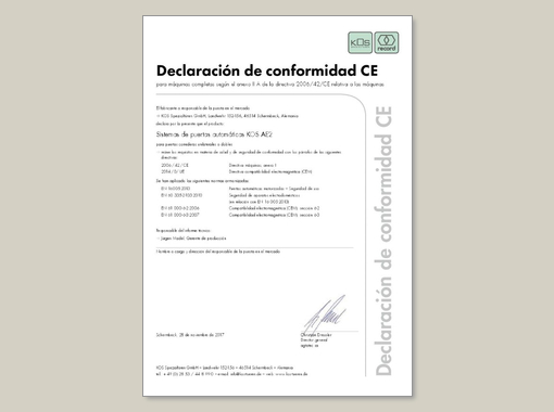 record CLEAN – Declaración de conformidad