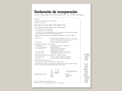 Declaración de incorporación TOS