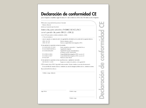 Declaración de conformidad THERMCORD RC2 / RC3