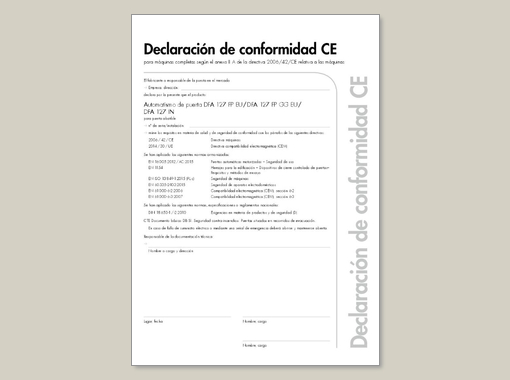 Declaración de conformidad DFA 127