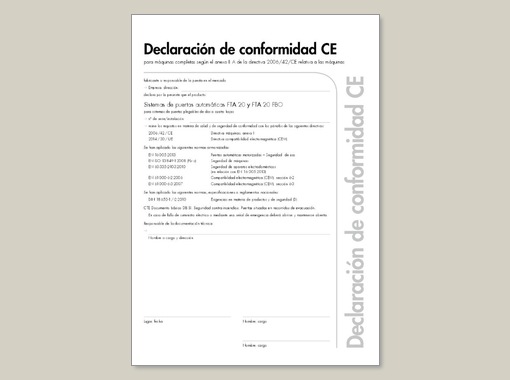 Declaración de confomidad FTA