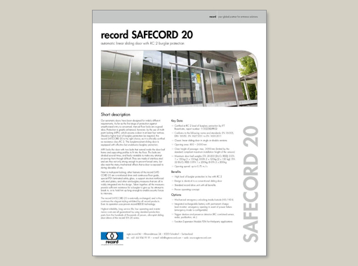 record SAFECORD RC 2 – Factsheet