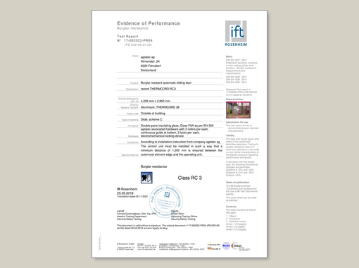 record THERMCORD RC 3 – ift-Evidence of Performance